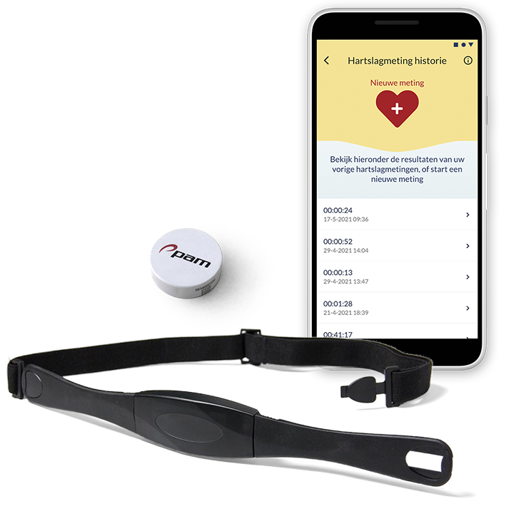 Atris PAM-sensor, hartslagband en patienten App
